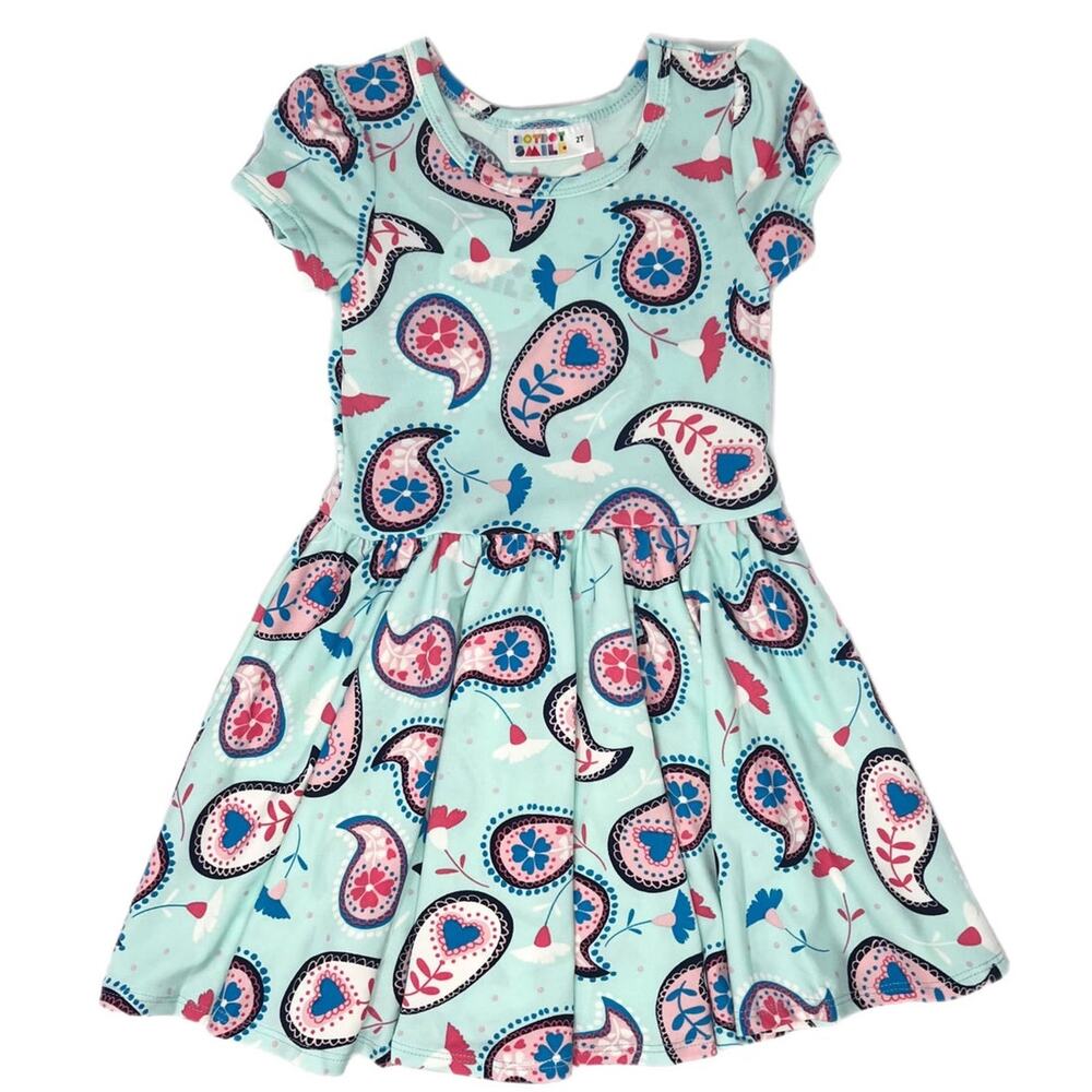 Brand New Dot Dot Smile Pink Paisleys Cap Dress - 2T